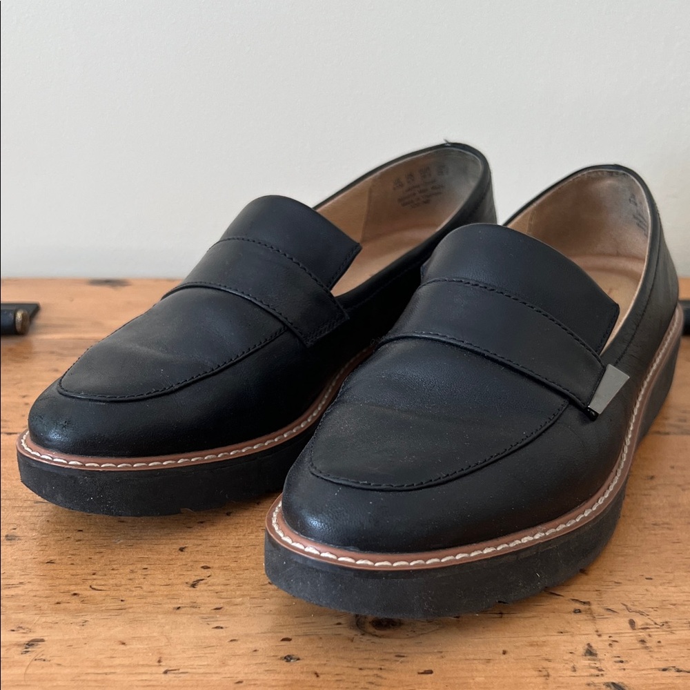 Naturalized Black Leather Slip-On Loafers